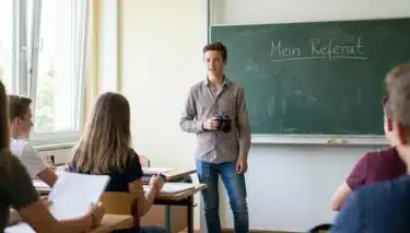 Kind praesentiert in der Klasse